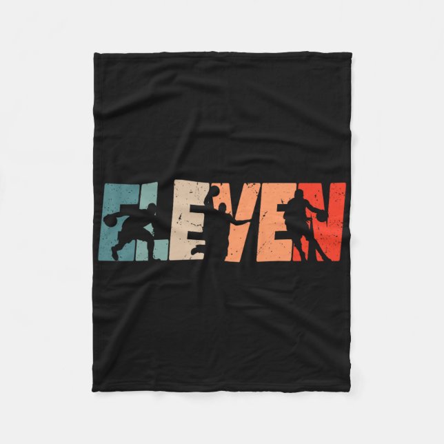 11th Birthday Retro Bysketbyll 11 Years Old Boy Gi Fleece Blanket (Front)