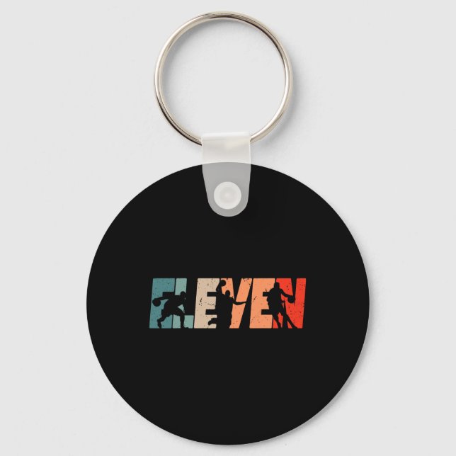11th Birthday Retro Bysketbyll 11 Years Old Boy Gi Key Ring (Front)