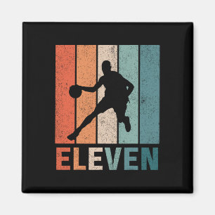 11th Birthday Retro Bysketbyll Lovers Boys Kids 11 Magnet