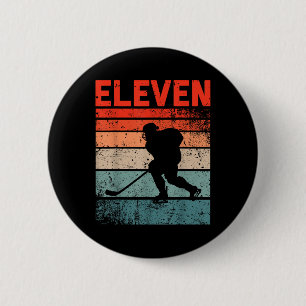11th Birthday Retro Ice Hockey 11 Years Old Boy Gi 6 Cm Round Badge