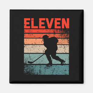 11th Birthday Retro Ice Hockey 11 Years Old Boy Gi Magnet