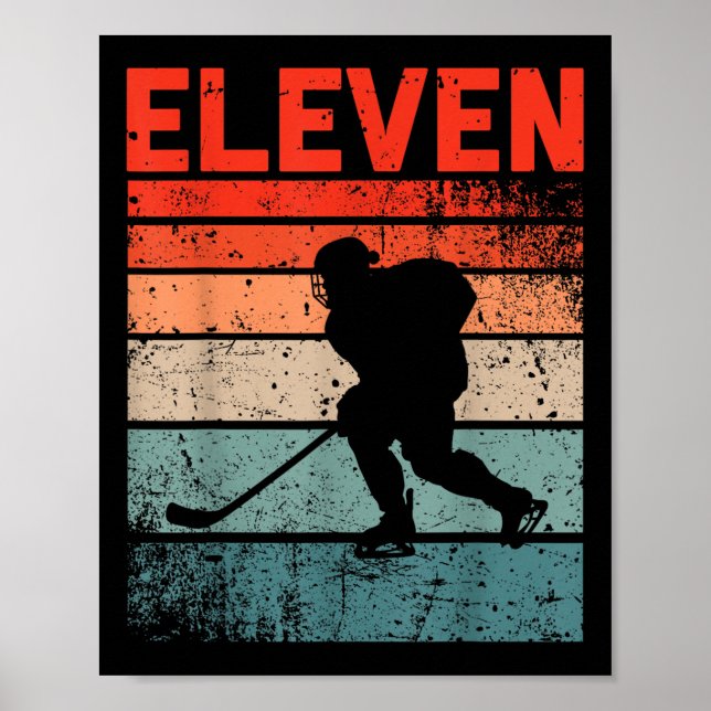 11th Birthday Retro Ice Hockey 11 Years Old Boy Gi Poster (Front)