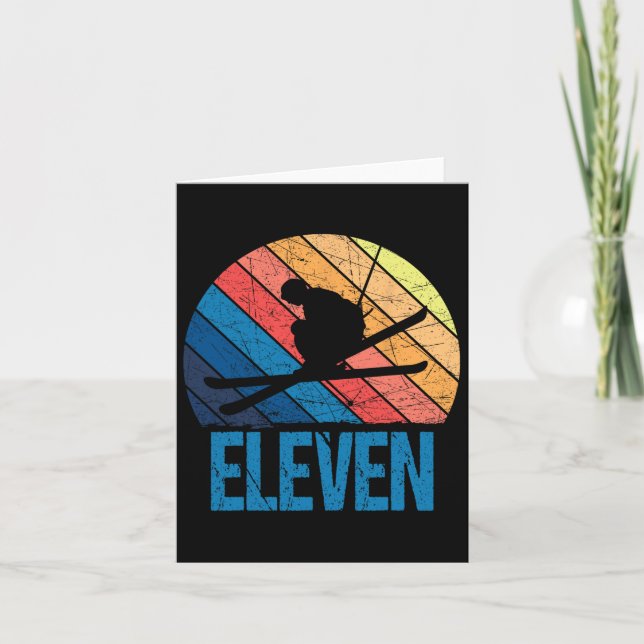 11th Birthday Retro Ski Skiing 11 Year Old Boys Gi Card (Front)