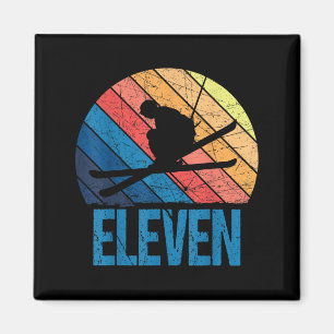 11th Birthday Retro Ski Skiing 11 Year Old Boys Gi Magnet
