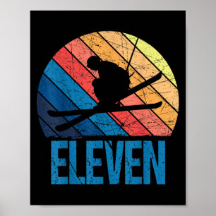 11th Birthday Retro Ski Skiing 11 Year Old Boys Gi Poster