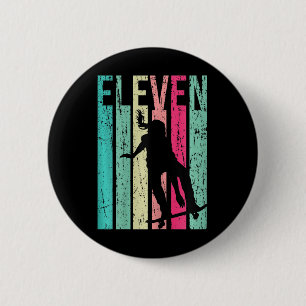 11th Birthday Skater Girl Skateboarding Skating 11 6 Cm Round Badge