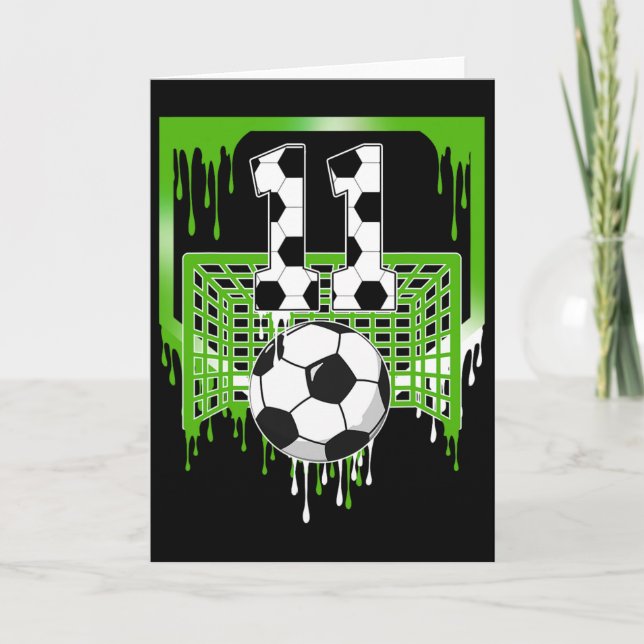 11th Birthday Soccer Ice Cream Drip 11 Year Old Pa Card (Front)
