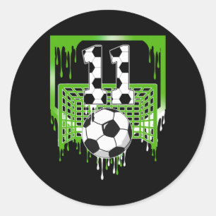 11th Birthday Soccer Ice Cream Drip 11 Year Old Pa Classic Round Sticker