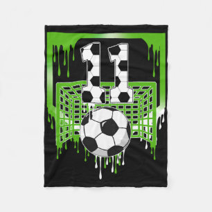 11th Birthday Soccer Ice Cream Drip 11 Year Old Pa Fleece Blanket