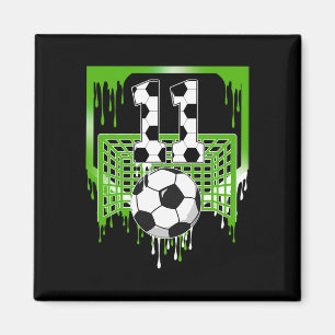 11th Birthday Soccer Ice Cream Drip 11 Year Old Pa Magnet