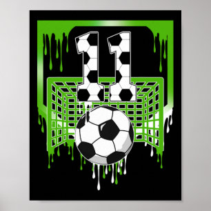 11th Birthday Soccer Ice Cream Drip 11 Year Old Pa Poster