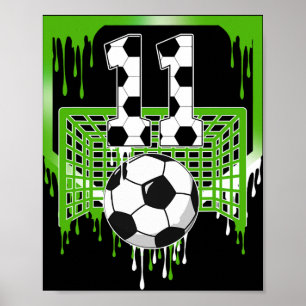 11th Birthday Soccer Ice Cream Drip 11 Year Old Pa Poster