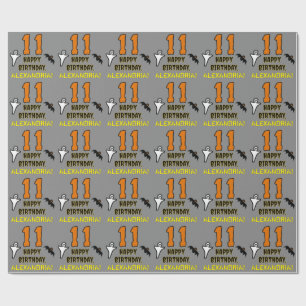 11th Birthday: Spooky Halloween Theme, Custom Name Wrapping Paper