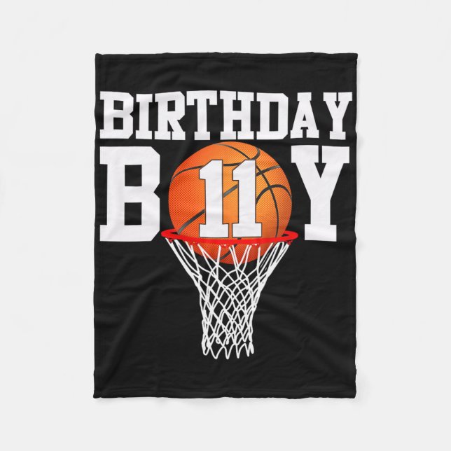 11th Birthday Sport 11 Years Old Bysketbyll 11 Boy Fleece Blanket (Front)