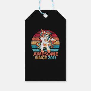 11th Birthday T-Shirt Awesome Since 2011 Unicorn F Gift Tags