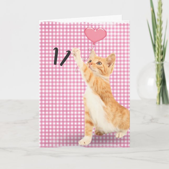 11th birthday tabby cat card (Front)