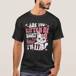11th Birthday Tee For Girl 11yr 11 Year Old Kitten