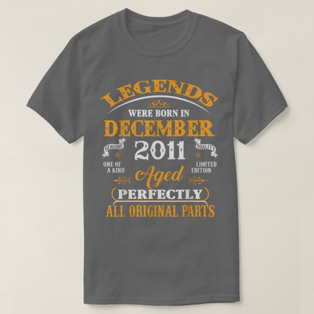 11th Birthday Tee Legends Born In December 2011 11 (Design Front)