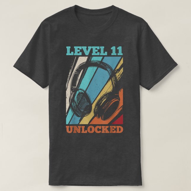 11th Birthday Video Gamer Level 11 Unlocked  T-Shirt (Design Front)