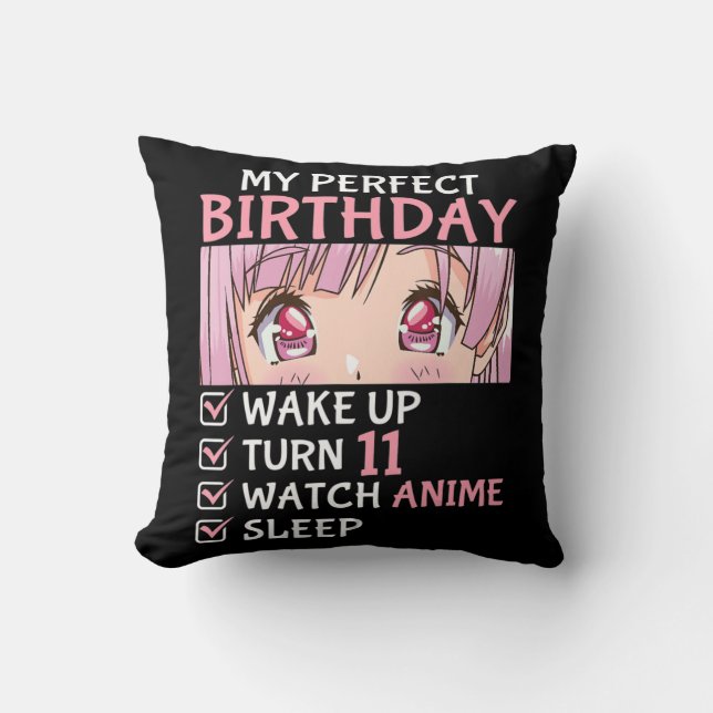 11th Birthday Watch Anime 11 Years Old Anime Teen  Cushion (Front)
