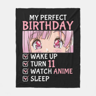 11th Birthday Watch Anime 11 Years Old Anime Teen Fleece Blanket