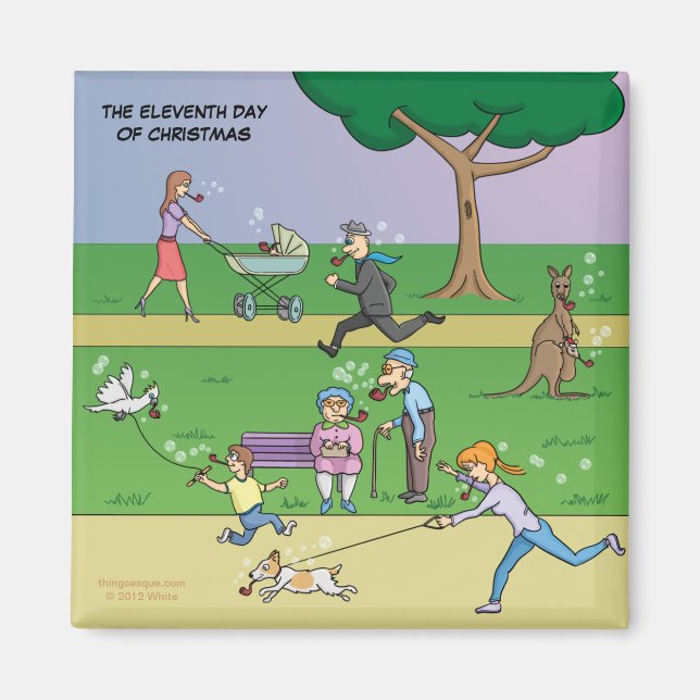 11th Day of Christmas (11 Pipers Piping) Magnet (Front)