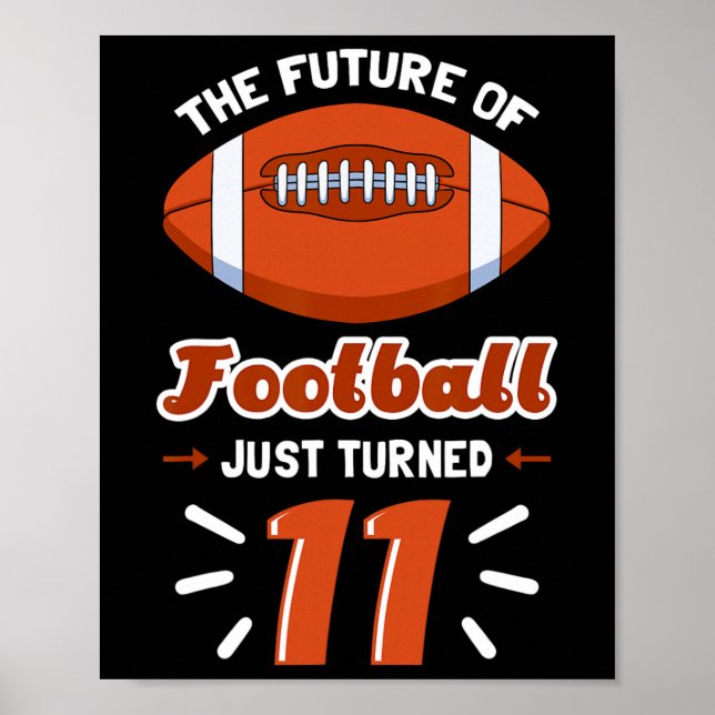 11th Football Birthday Party Player Sports Lover T Poster (Front)