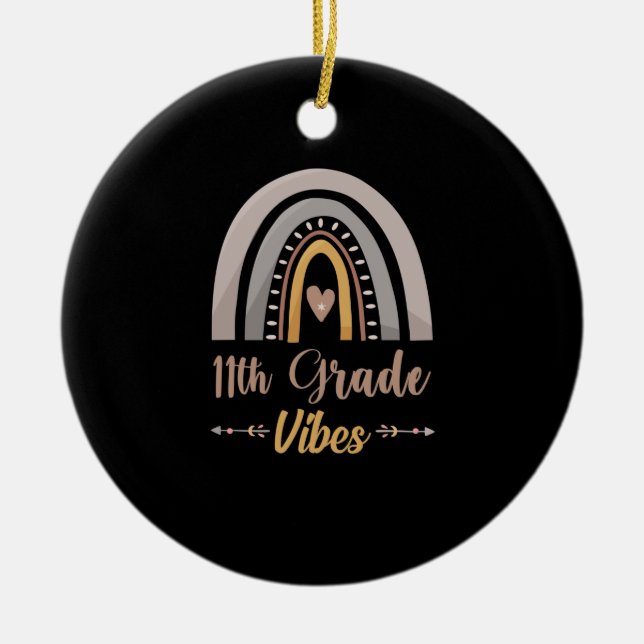 11th Grade Vibes Eleventh Grade Back to School Ceramic Tree Decoration (Front)