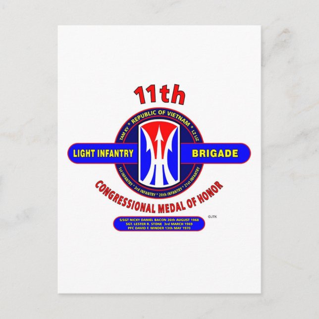 11TH LIGHT INFANTRY BRIGADE VIETNAM POSTCARD (Front)