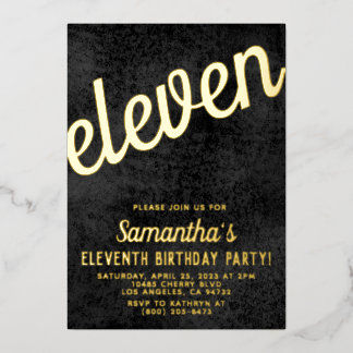 11th Rose Gold Birthday Foil Invitation