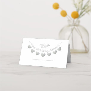 11th steel Wedding Anniversary heart placecards