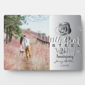 11th Wedding Anniversary Custom Photo Steel Rose P Plaque
