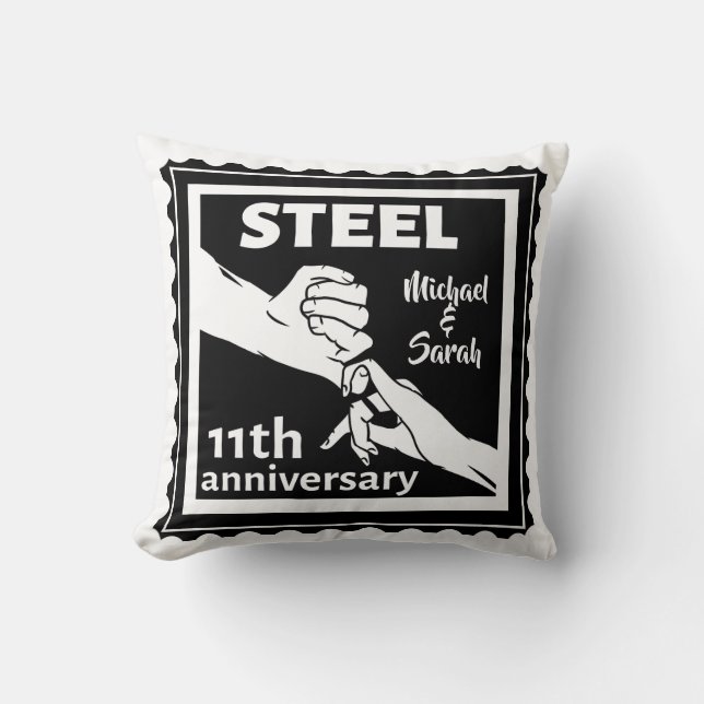 11th wedding anniversary holding hands cushion (Front)
