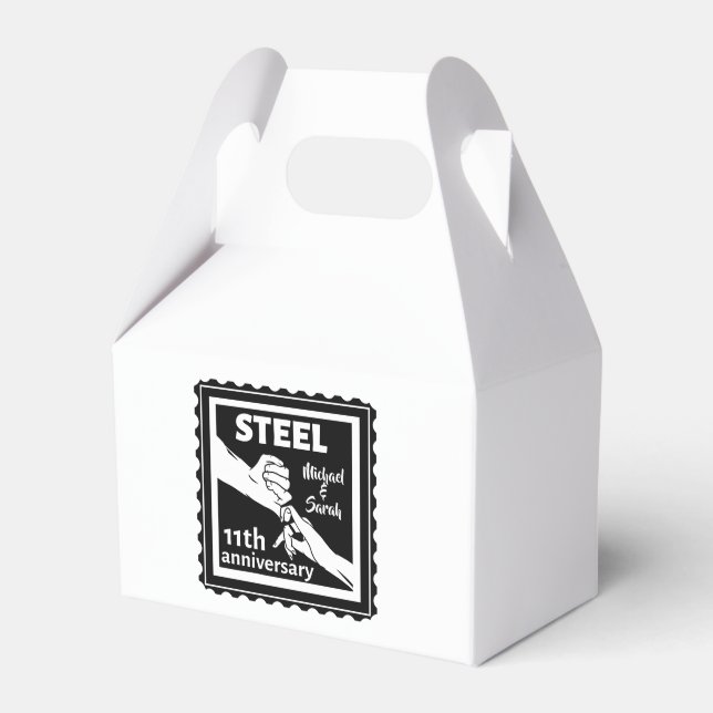 11th wedding anniversary holding hands favour box (Front Side)