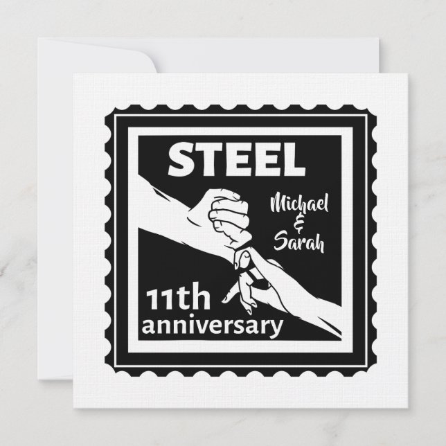 11th wedding anniversary holding hands invitation (Front)