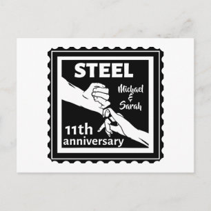 11th wedding anniversary holding hands postcard