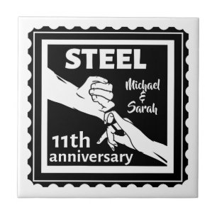 11th wedding anniversary holding hands tile