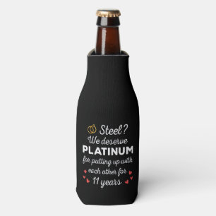 11th Wedding Anniversary I - Steel Funny Couple Bottle Cooler