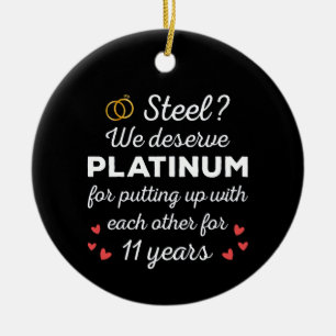11th Wedding Anniversary I - Steel Funny Couple Ceramic Tree Decoration