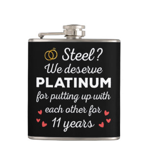 11th Wedding Anniversary I - Steel Funny Couple Hip Flask