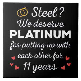 11th Wedding Anniversary I - Steel Funny Couple Tile