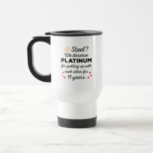 11th Wedding Anniversary I - Steel Funny Couple Travel Mug