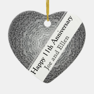 11th Wedding Anniversary, Steel Anniversary Ceramic Tree Decoration