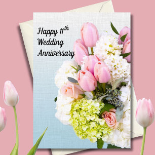 11th Wedding Anniversary Tulips Flower of Year Card