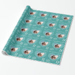 11th wedding anniversary turquoise heart photo wrapping paper<br><div class="desc">Wedding anniversary wrapping paper in turquoise blue, green. Personalise this anniversary paper with your own photo and couples name and the anniversary year. Beautiful turquoise bead stones effect in a heart shape eleventh Wedding Anniversary wrapping paper ideal to wrap up a special gift for an eleventh wedding Anniversary which is...</div>