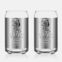 11th Year Wedding Anniversary Steel Rose Can Glass