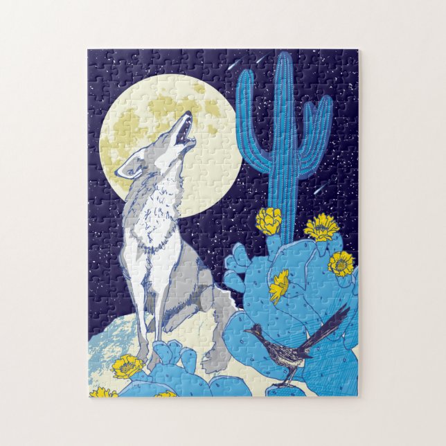 11x14 Howling Coyote Puzzle for Colorblind People (Vertical)