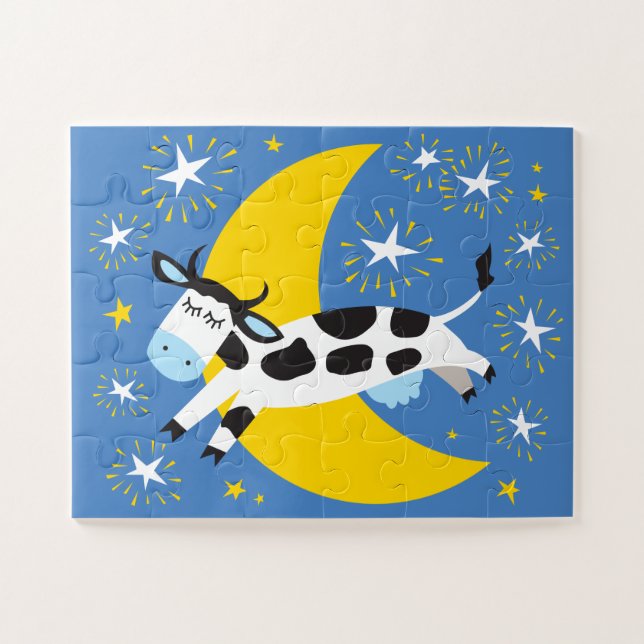 11x14 Kids Cow and Moon Puzzle for Colorblind Kids (Horizontal)