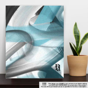 11x14" Trend Abstract Art Canvas Black White Blue Print