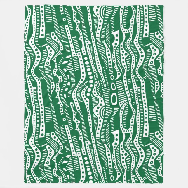 120115 - Forest Green on White Fleece Blanket (Front)